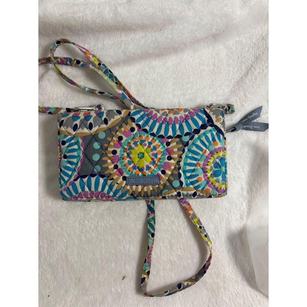 Vera Bradley RFID All In One Crossbody Wallet Bag Kaleidoscope Geometric Floral